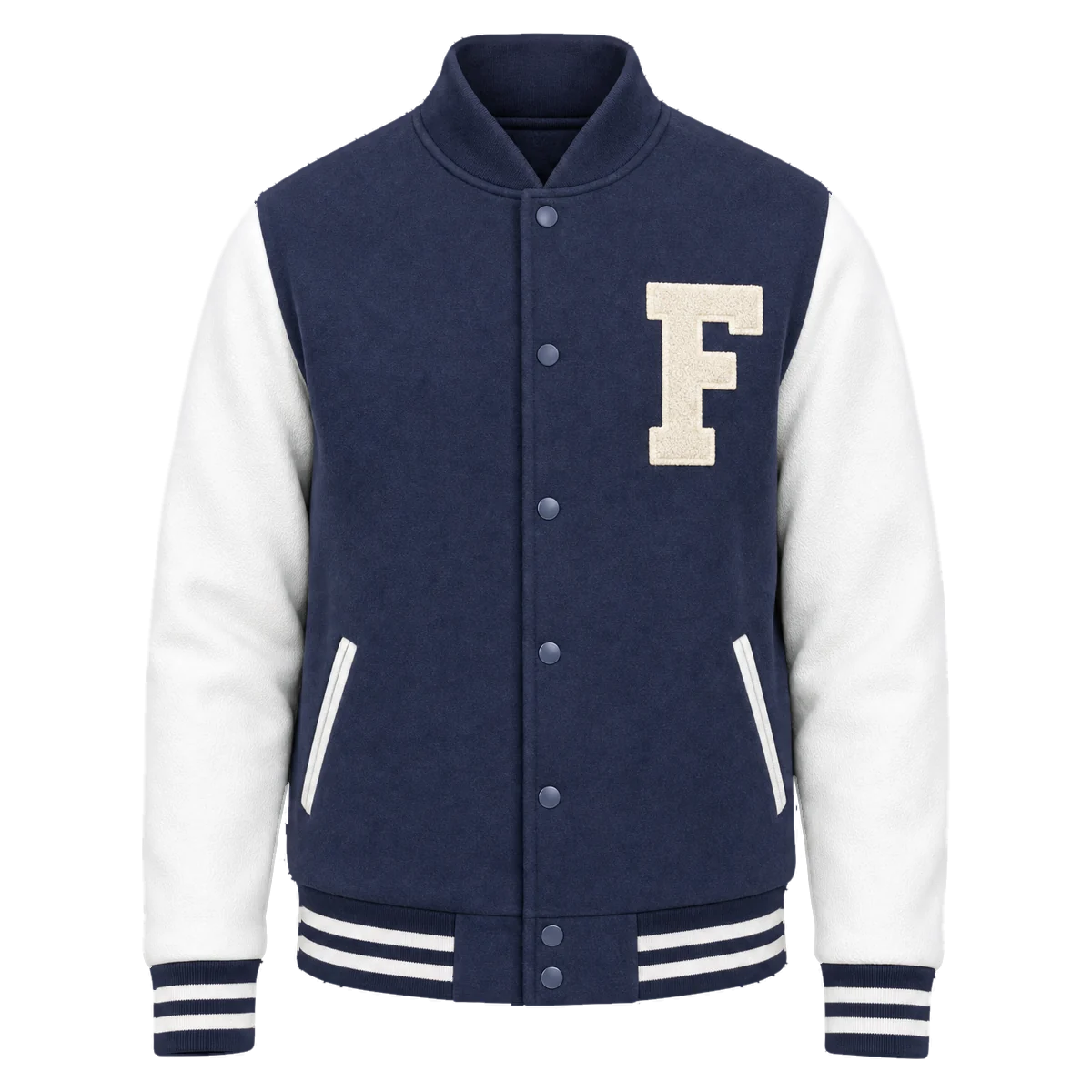 Collegejakke fra Frostline i navy, forfra
